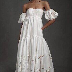 BHLDN Marina Wedding Gown Size 20W No Puff Sleeves